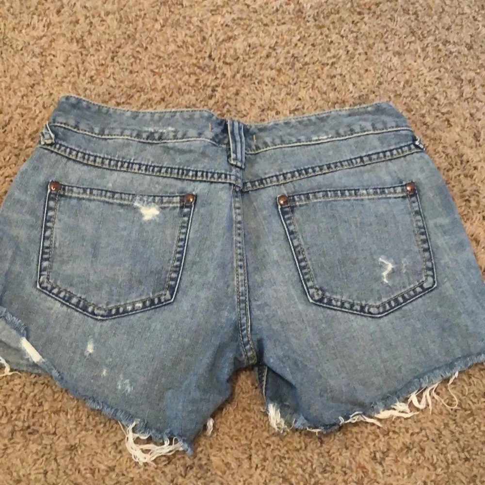 Free People Light Blue Distressed Denim Jean Shorts